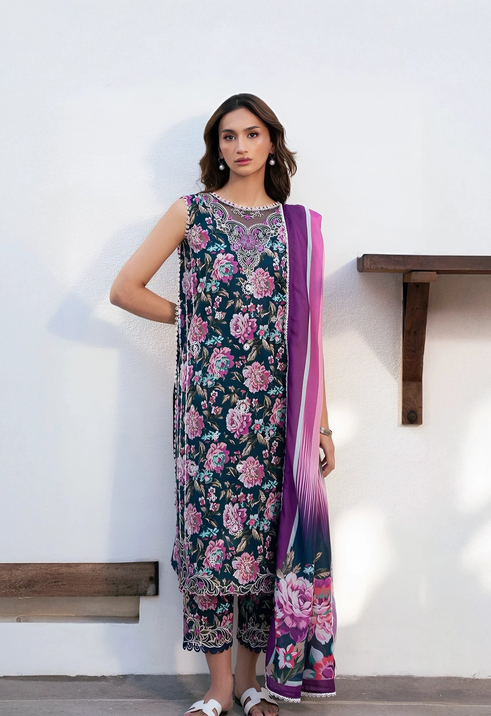 Fuchsia Charm Digital Printed Unstitched Lawn Suit