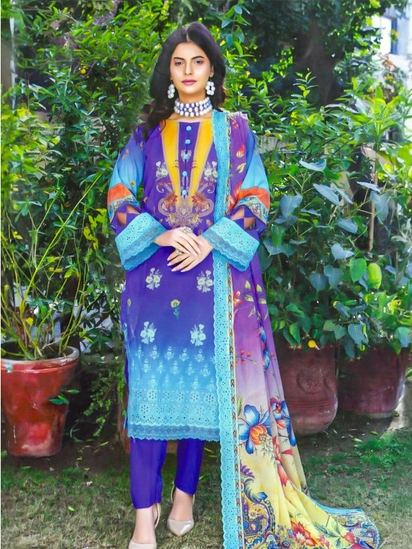 Midnight Blossom Limited Edition Embroidered Lawn