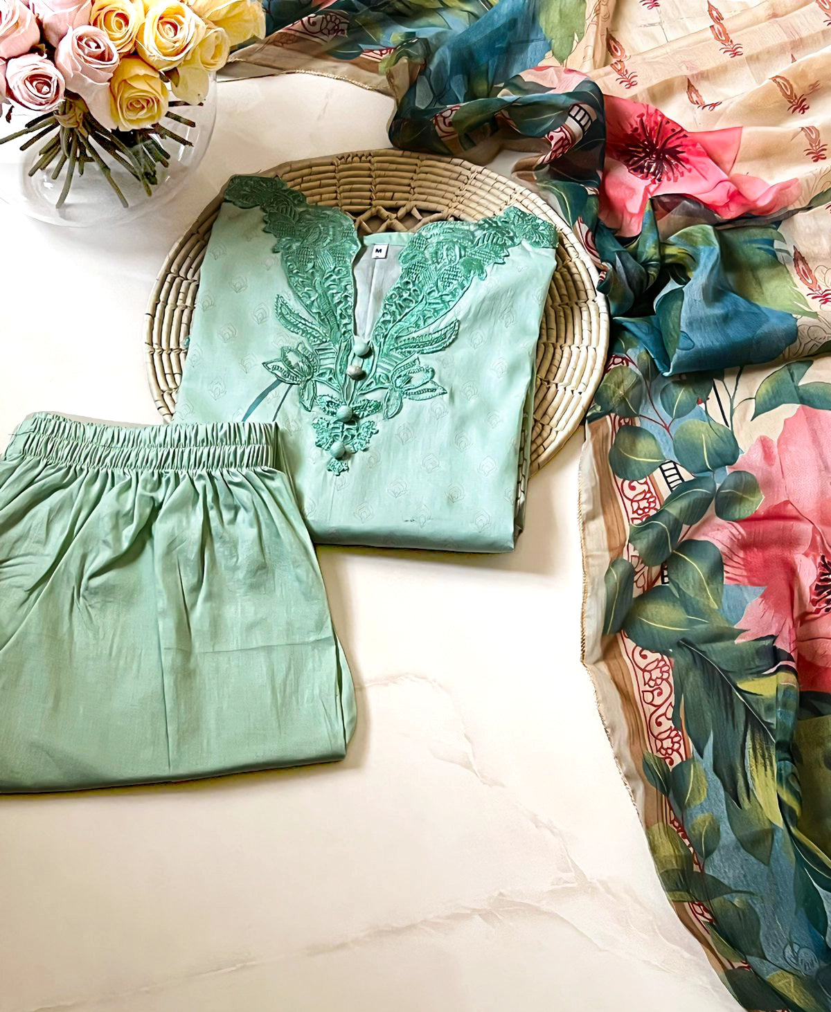Blossom Mist - 3-Piece Light Green Stitched Lawn