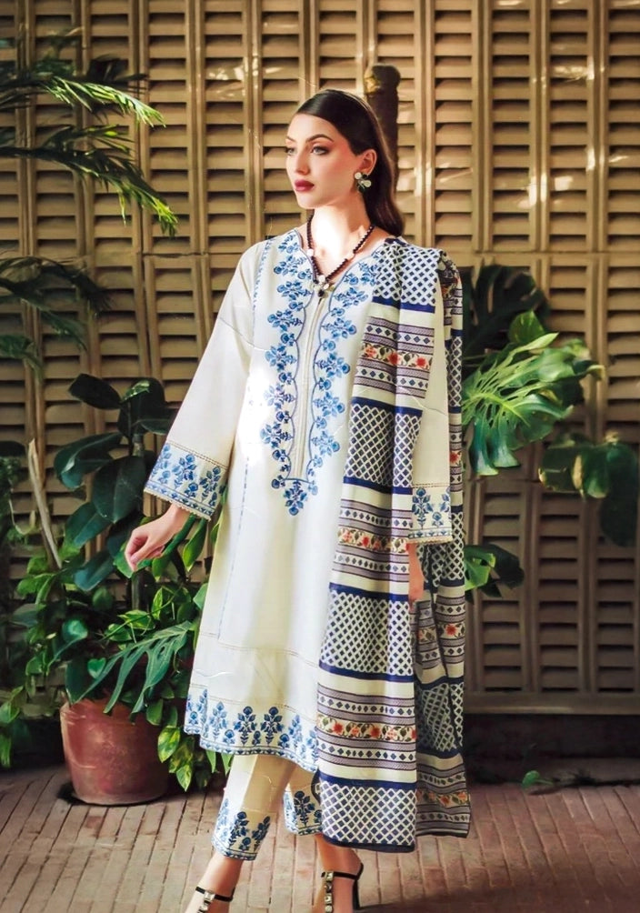 Azure Bloom Luxurious Designer Lawn