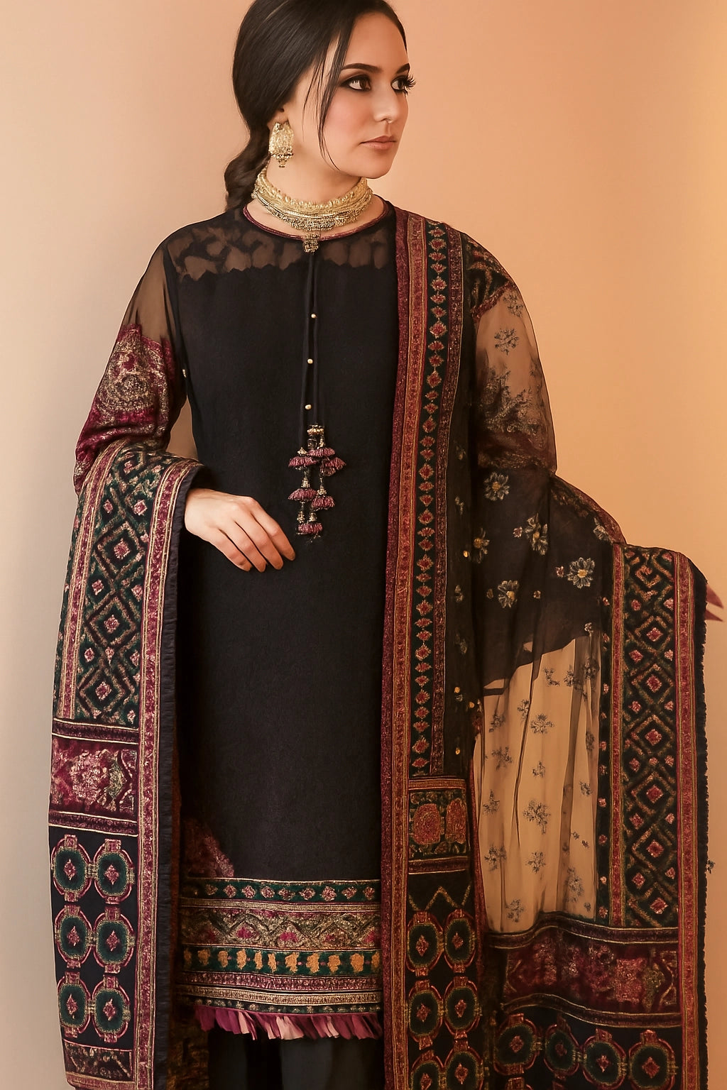Royal Noir Embroidered Luxurious Lawn Suit