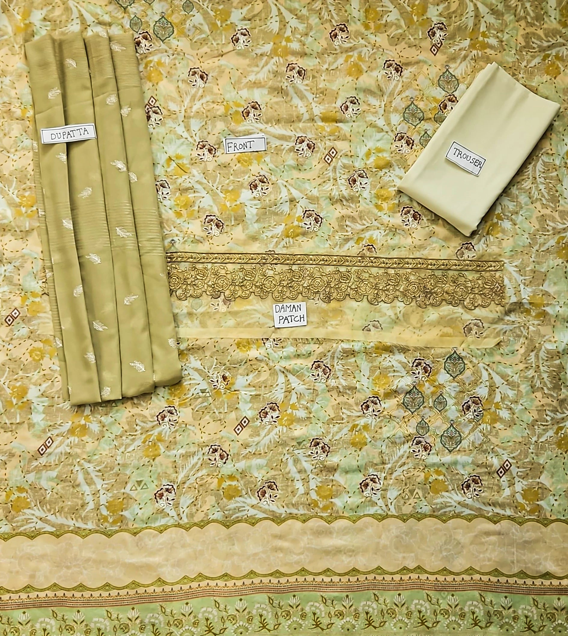 Pastel Green Floral Embroidered Lawn Suit