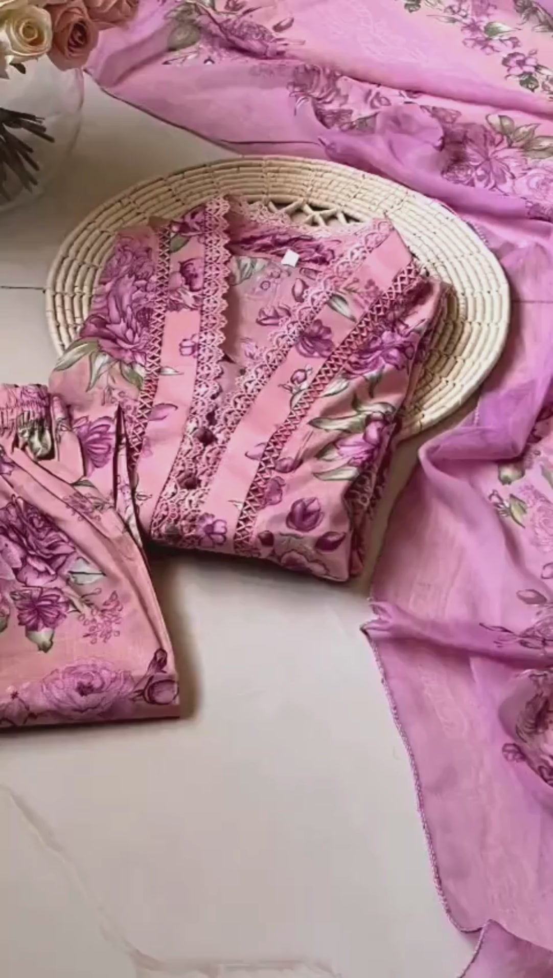 Rosé Blush – 3-Piece Pink Stitched Lawn Suit
