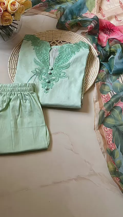 Blossom Mist -  3-Piece Light Green Stitched Lawn