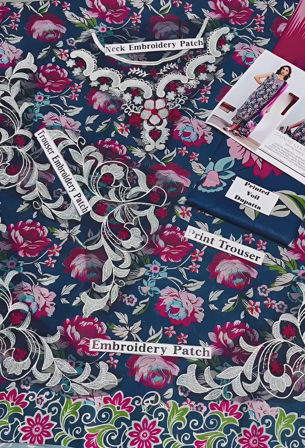 Fuchsia Charm Digital Printed Unstitched Lawn Suit