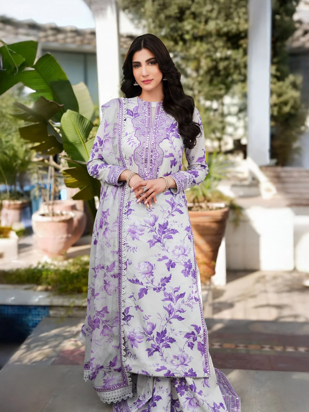 Lavender Mist – 3-Piece Stitched Lawn Suit
