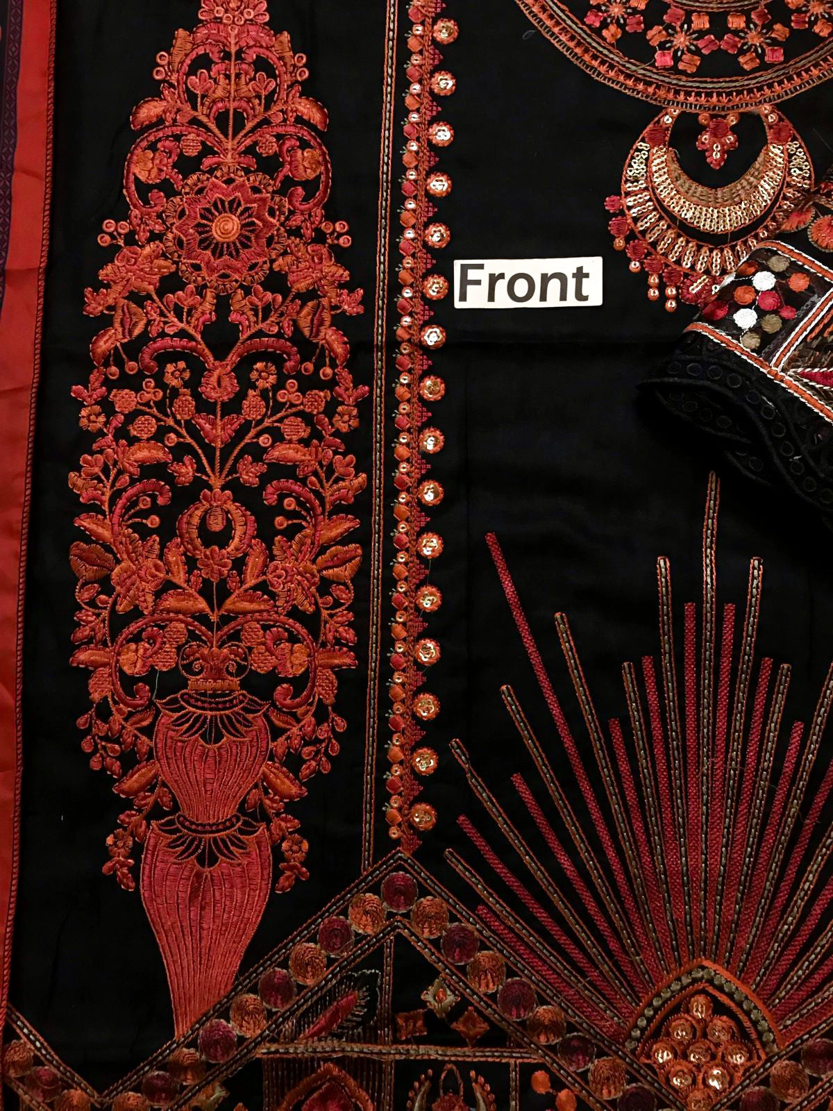 Midnight Ember Luxurious Embroidered Lawn
