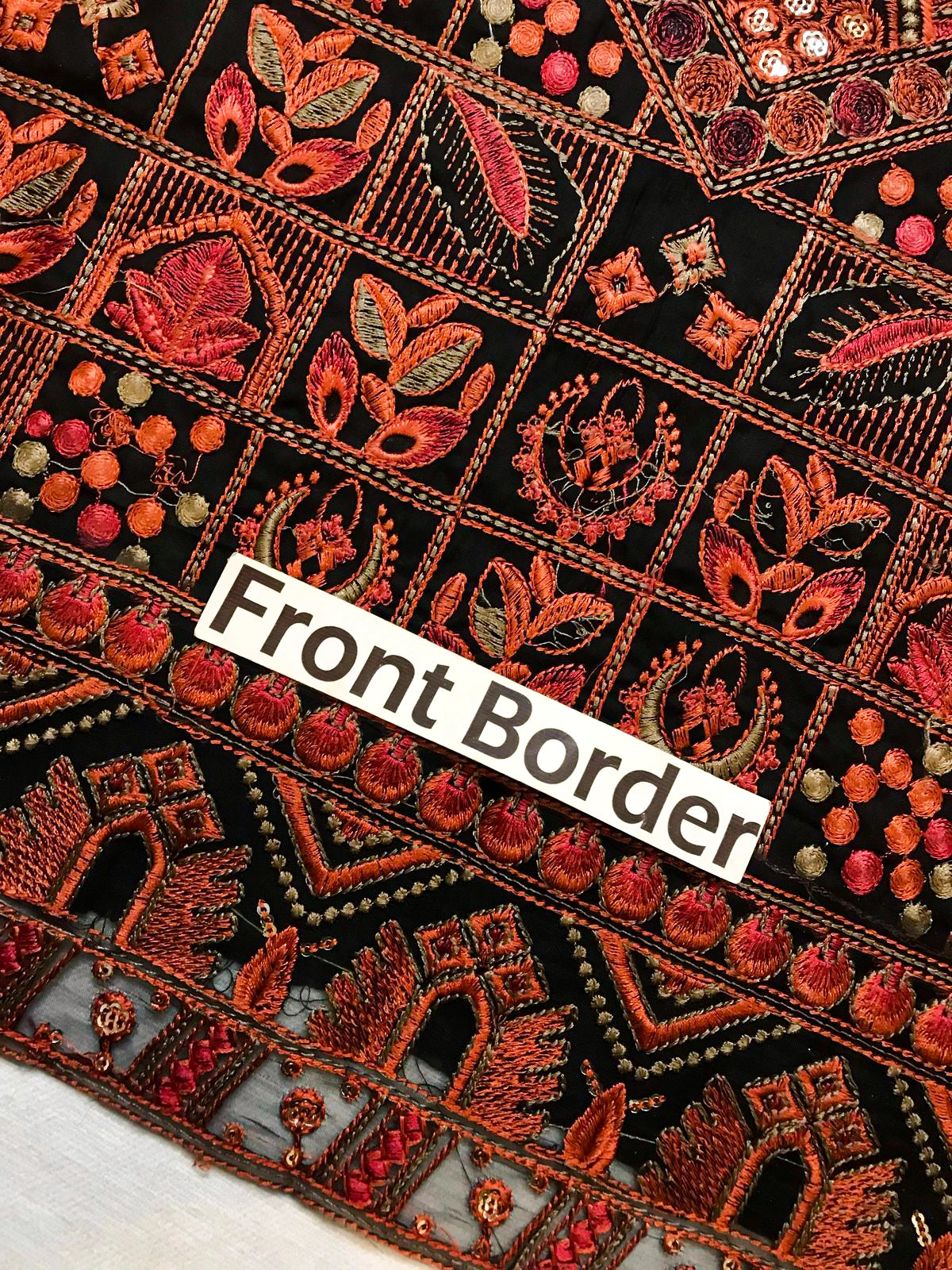 Midnight Ember Luxurious Embroidered Lawn