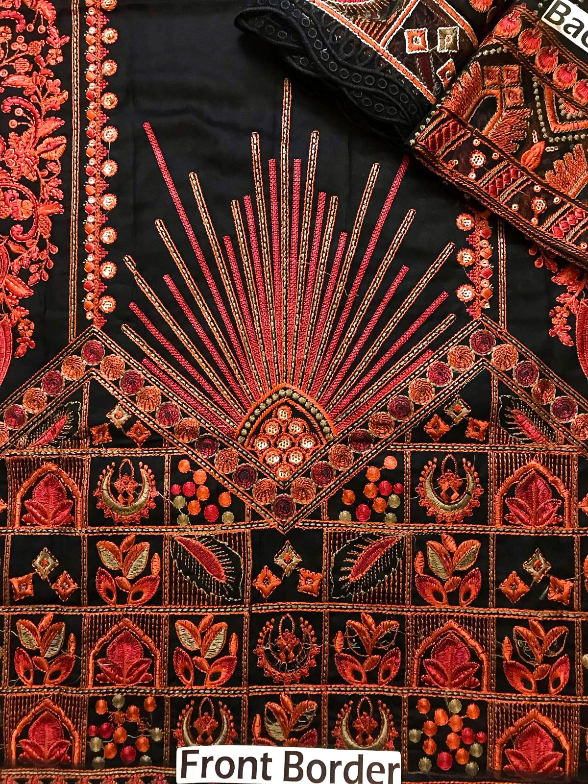 Midnight Ember Luxurious Embroidered Lawn