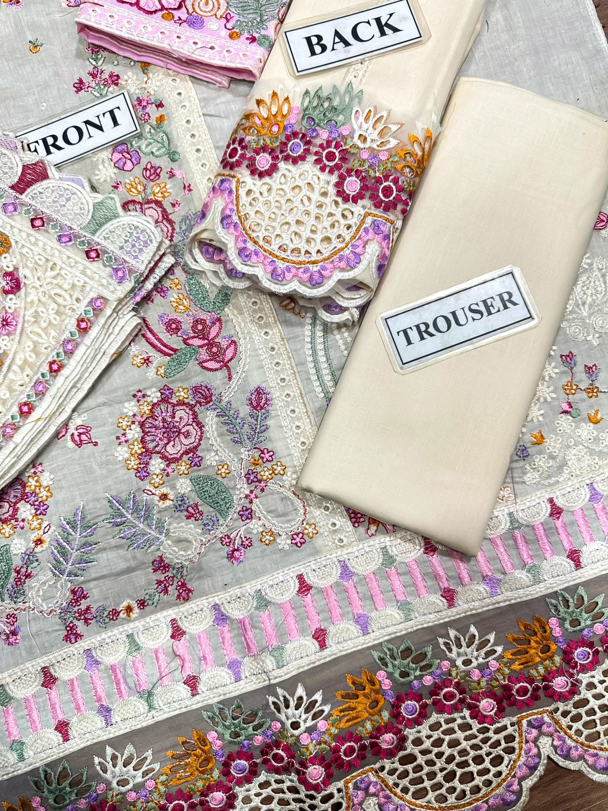 Rosette Whisper Embroidered Luxurious Lawn
